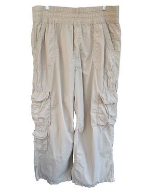 Aerie The Easiest Cargo Pants Women’s XL Light Beige/Khaki 100% Cotton Pull On